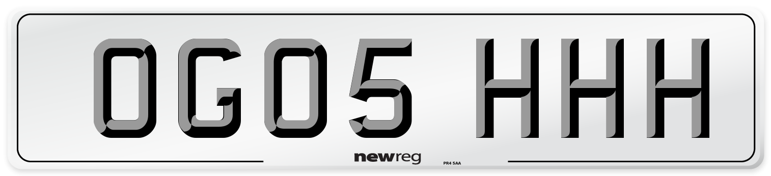OG05 HHH Number Plate from New Reg